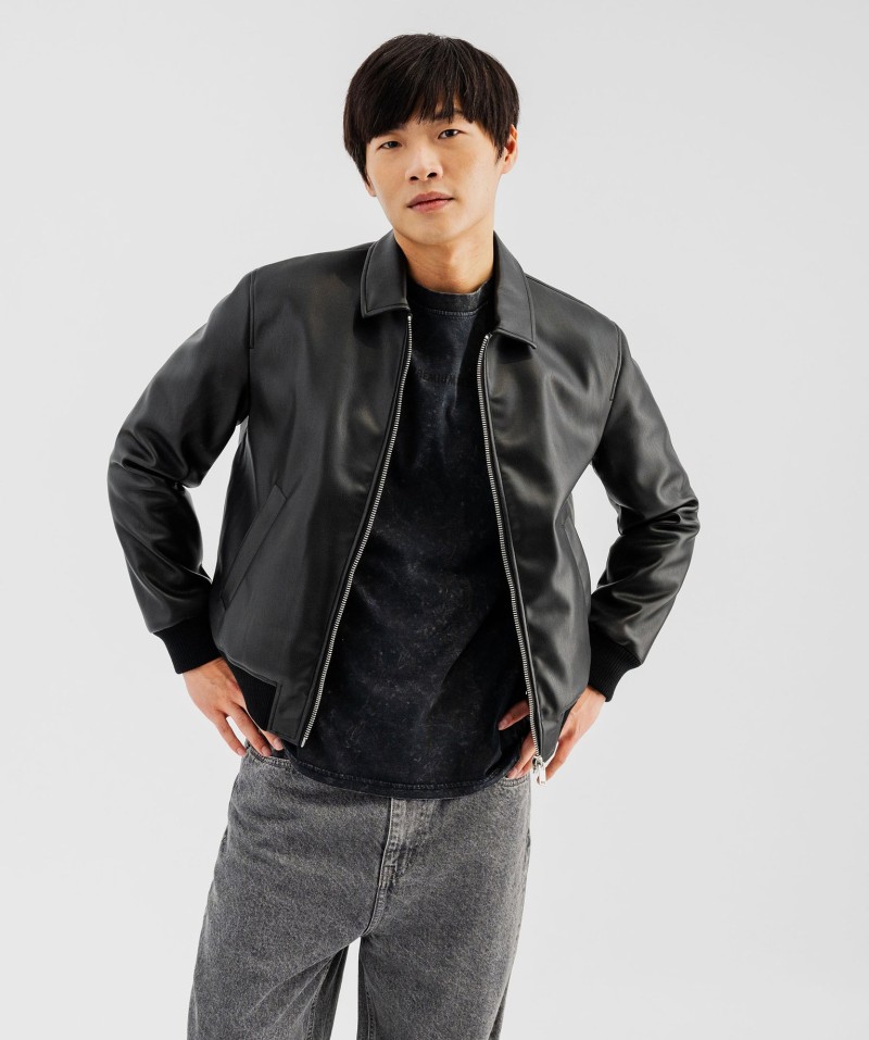 Blouson aviateur en cuir imitation homme